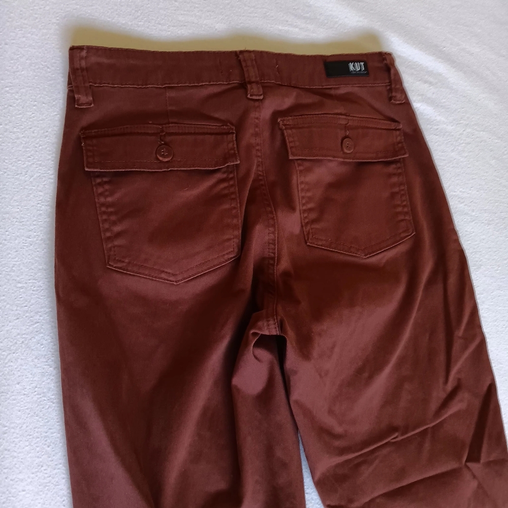 Kut from the Kloth Sz2 Chris High Rise Jogger Brown/Orange W/Cropped Zipper Legs - Picture 15 of 16